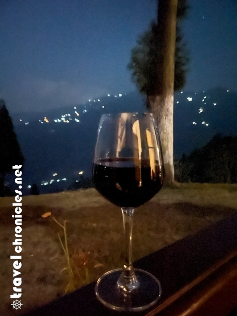 Glass of wine at night in Chamong Chiabari